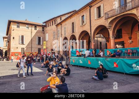 Piazza Giuseppe Verdi in Bologna, Hauptstadt und größte Stadt der Emilia Romagna in Norditalien Stockfoto