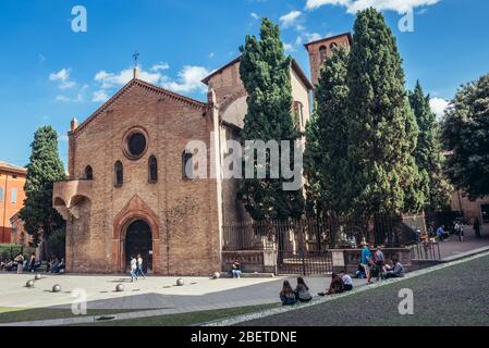 Basilika Santo Stefano mit Kirche des Heiligen Grabes auf der Piazza Santo Stefano in Bologna, Hauptstadt und größte Stadt der Emilia Romagna in Italien Stockfoto