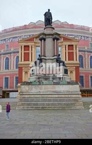 Royal Albert Hall und Statue von Prinz Albert Stockfoto