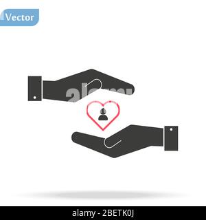 "Hände des Herzens"-Symbol, flaches Design, bestes Vektorsymbol eps10 Stock Vektor
