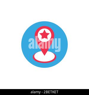 Kartenzeiger Stern Symbol Vektor, gefüllt flaches Zeichen. Platzhalter Pin Symbol, Logo Illustration Stock Vektor