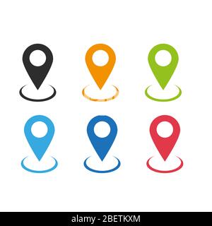 Symbol für farbigen Kartenzeiger. Satz von Kartenzeigern. GPS-Positionssymbol. Flaches Design. Vektor EPS 10. Stock Vektor