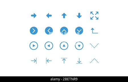 Set für Symbol Pfeil Symbole, Vektor-Set, Pfeil Satz, Pfeilschaltflächen. Stock Vektor