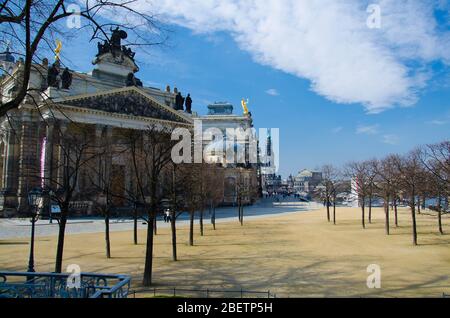 Stadtpark (Bruhlschen Garten) mit Bäumen in der Nähe der Hochschule für Bildende Künste, Dresden, Deutschland Stockfoto