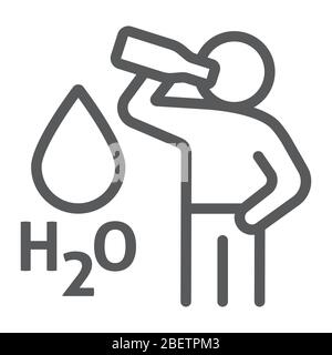 Bleib hydratisiert Linie Symbol, gesund und h2o, trinken Wasser Zeichen, Vektorgrafiken, ein lineares Symbol auf einem weißen Hintergrund, eps 10. Stock Vektor