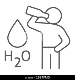 Bleiben hydratisiert dünne Linie Symbol, gesund und h2o, trinken Wasser Zeichen, Vektorgrafiken, ein lineares Symbol auf weißem Hintergrund, eps 10. Stock Vektor