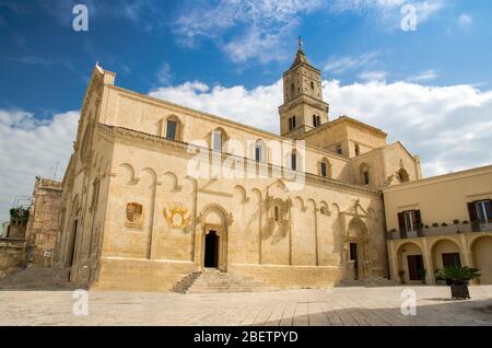 Matera Kathedrale Kirche auf der Piazza Duomo im historischen Zentrum Sasso Caveoso der alten Altstadt Sassi di Matera, Europäische Kulturhauptstadt, UNESCO-Welt Stockfoto