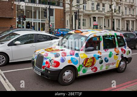 Jelly Belly Jelly Beans in einem Londoner Taxi Stockfoto