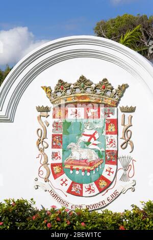 Wappen im alten Casino, Altstadt von San Juan, Puerto Rico Island, Vereinigte Staaten von Amerika Stockfoto