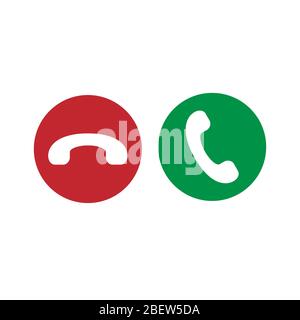 Vektor rot und grün Telefon-Symbol isoliert auf weißem Hintergrund. Element für Design-Schnittstelle mobile App oder Website Stock Vektor
