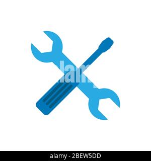 Symbol für Schraubendreher und Schlüssel. Moderne flache Icons Vektor-Kollektion in stilvollen Farben von Web-Design-Objekte.. Isoliert auf weißem Hintergrund. Flacher des Stock Vektor