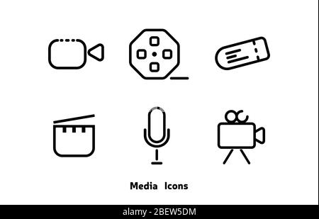 Social Media Icons - Set schwarzen Farbe Zeichen in einfachen Outline-Stil. Isoliert auf weißem Hintergrund. Stock Vektor