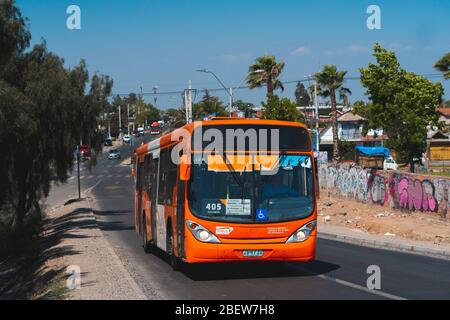 SANTIAGO, CHILE - NOVEMBER 2019: Transantiago Bus in Maipú Stockfoto