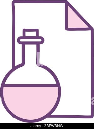 Wissenschaft und Dokument Flask Linienstil Symbol Vektor-Design Stock Vektor