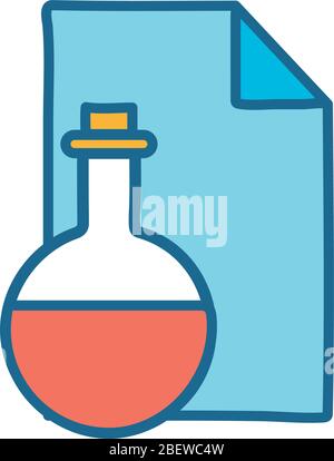 Wissenschaft und Dokument Flask Linie und Füllstil Symbol Vektor-Design Stock Vektor