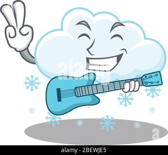 Talentierter Musiker von schneebedeckten Wolke Cartoon-Design spielt eine Gitarre Stock Vektor