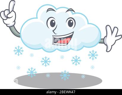 Schneefall Wolke Maskottchen Charakter Design mit einem Finger Geste Stock Vektor
