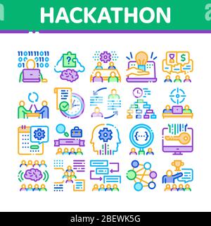 Hackathon Development Collection Icons Set Vector Stock Vektor