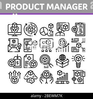 Product Manager Work Collection Icons Set Vector Stock Vektor