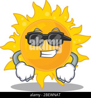 Cool Sommer Sonne Cartoon Charakter tragen teure schwarze Brille Stock Vektor