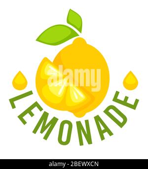 Limonade Etikett mit ganzen Zitrone und Scheibe Vektor Stock Vektor