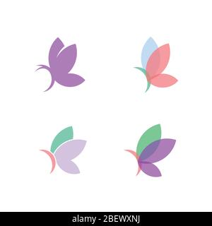 Vektor transparent Schmetterling Logo Set, mit Pastellfarbe isoliert auf weißem Hintergrund. Stock Vektor