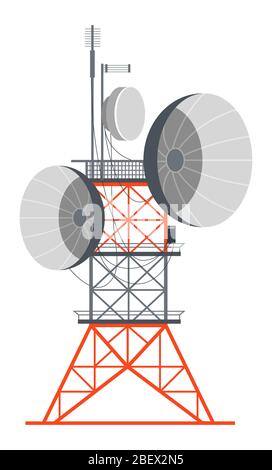 Turm mit Kabeln, Kraftwerk oder Telekommunikationsempfänger Stock Vektor