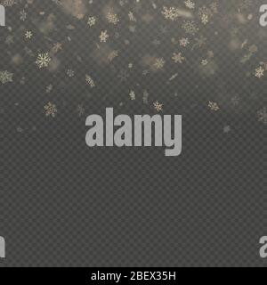 Fallende Schneeflocke golden Overlay Effekt teplate isoliert auf transparentem Hintergrund. EPS 10 Stock Vektor
