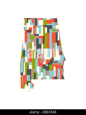Alabama State abstrakte rechteckige Farbmuster Karte. Vektordesign Illustration Stock Vektor