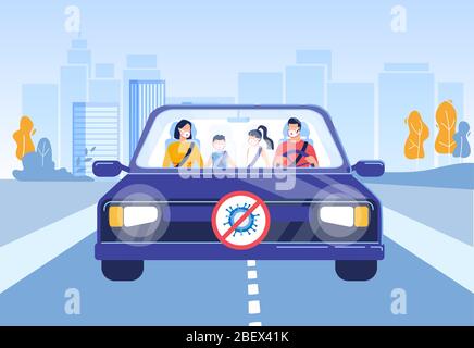 Familie mit Kind Road Trip während Covid19 Pandemie Stock Vektor