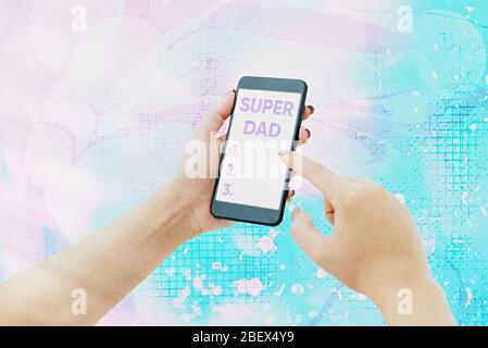 Text Zeichen angezeigt Super Papa. Business Foto präsentieren Kinder Idol und super hero eine Inspiration zu suchen Stockfoto