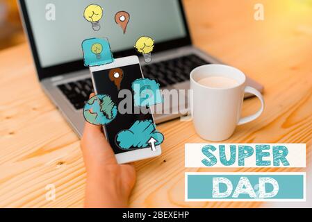 Text Zeichen angezeigt Super Papa. Business Foto text Kinder Idol und super hero eine Inspiration zu suchen Stockfoto