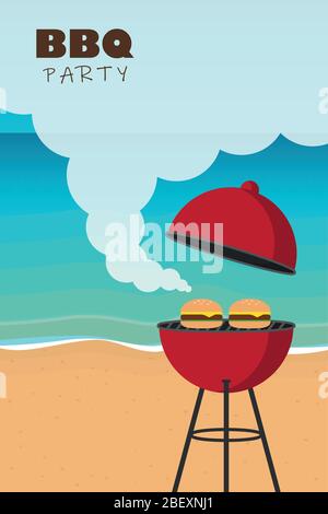 Sommerzeit Barbeque am Strand Vektorgrafiken EPS10 Stock Vektor