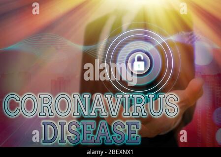 Handschrift Text Coronavirus Krankheit. Konzeptionelles Foto definiert als Krankheit durch ein neuartiges Virus SARSCoV2 verursacht Stockfoto