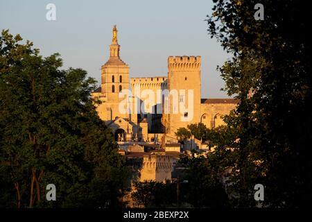 Palais des Papes aka Papstpalast in Avignon, Frankreich, Europa Stockfoto