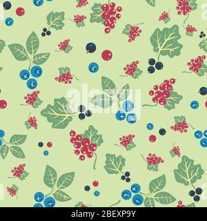 Bluebeeren und Korinten nahtloses Vektormuster Stock Vektor