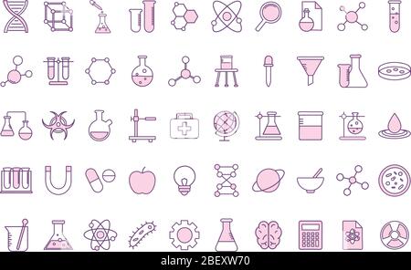 Science Line Style Icon Set Vektordesign Stock Vektor