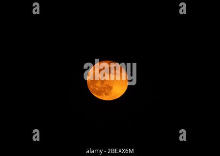 Roter Monat in einer dunklen Nacht Stockfoto