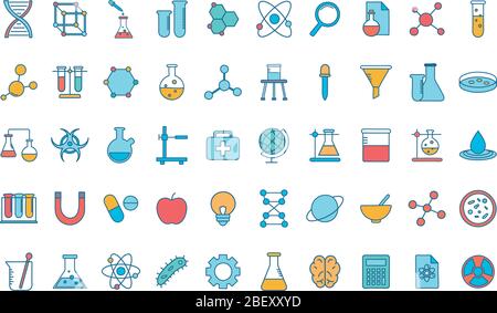 Science Line und Fill Style Symbol setzen Vektordesign Stock Vektor