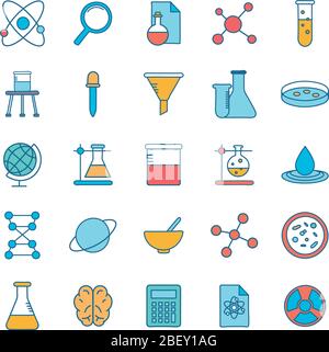 Science Line und Fill Style Symbol setzen Vektordesign Stock Vektor