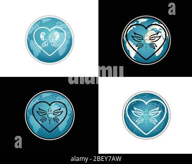 Logo/Symbol für Erde und Schmetterling. Vektorgrafik Stock Vektor