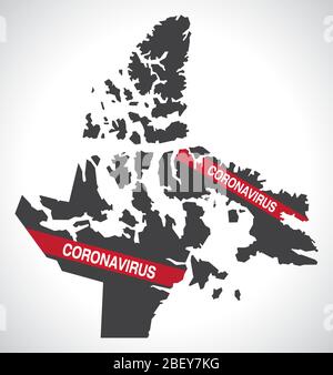 Nunavut KANADA Karte mit Coronavirus Warnung Abbildung Stock Vektor