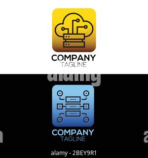 Vorlage für das Serverlogo. Server-Symbol. Logo für Datenbankanwendungen. Stock Vektor