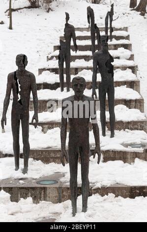 Prag, Tschechische Republik - 23. Januar 2010: Denkmal für die Visctims des Kommunismus von Olbram Zoubek, einer der impresivsten Skulpturen von Prag Stockfoto