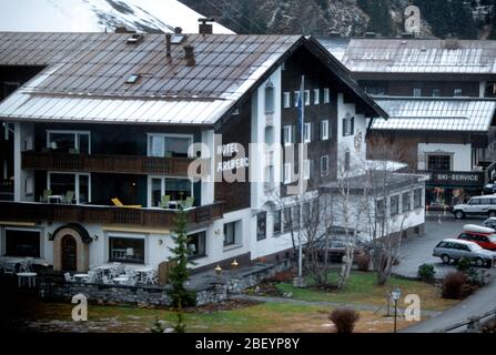 Hotel Arlberg im Bergdorf Lech Österreich. Lieblingshotel von HRH Diana, Princess of Wales, Princess Diana und Prince Charles während ihrer Stockfoto