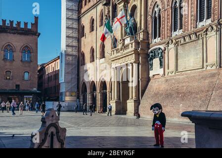 Piazza Maggiore in Bologna, Hauptstadt und größte Stadt der Emilia Romagna in Norditalien Stockfoto