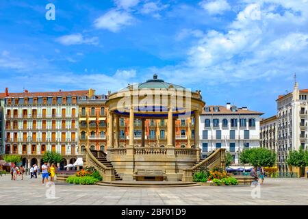 Musikpavillon im Plaza del Castillo, Pamplona, Navarra, Spanien Stockfoto