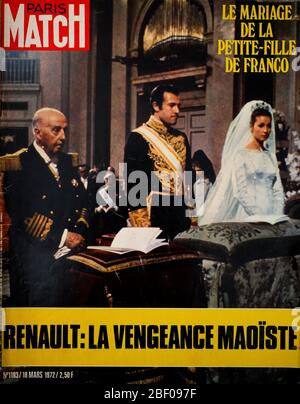 Titelseite des französischen Nachrichtenmagazins Paris-Match, Nr. 1193, Hochzeit der franco-Enkelin des spanischen Diktators, März 1972, Frankreich Stockfoto