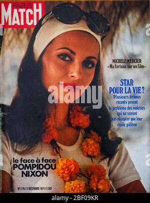 Titelseite des französischen Nachrichten- und People-Magazins Paris-Match, Nr. 1179, französische Schauspielerin Michèle Mercier, 1971, Frankreich Stockfoto