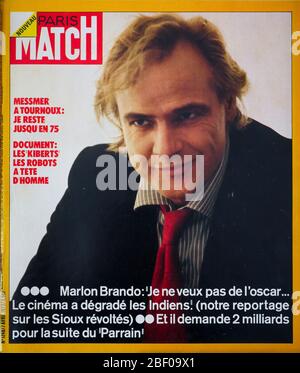 Titelseite des französischen Nachrichten- und People-Magazins Paris-Match, Nr. 1248, amerikanischer Schauspieler Marlon Brando, Frankreich Stockfoto